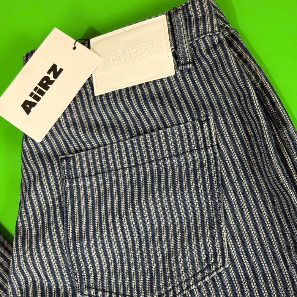 AiiRZ Hickory Stripe Jeans Womens 30 Blue White Straight Leg Denim Railroad NWT